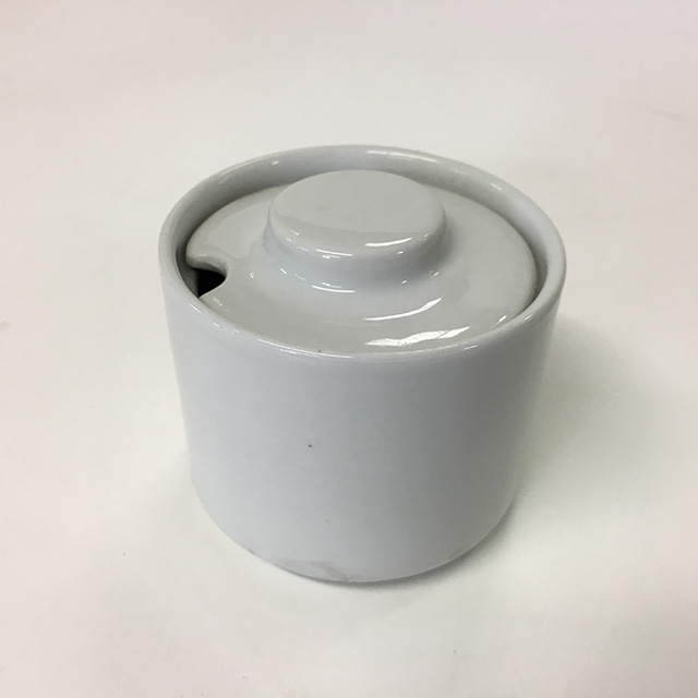 CROCKERY, Sugar Bowl (White Ceramic Cafe Style)